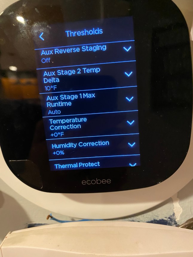 Thermostat thresholds